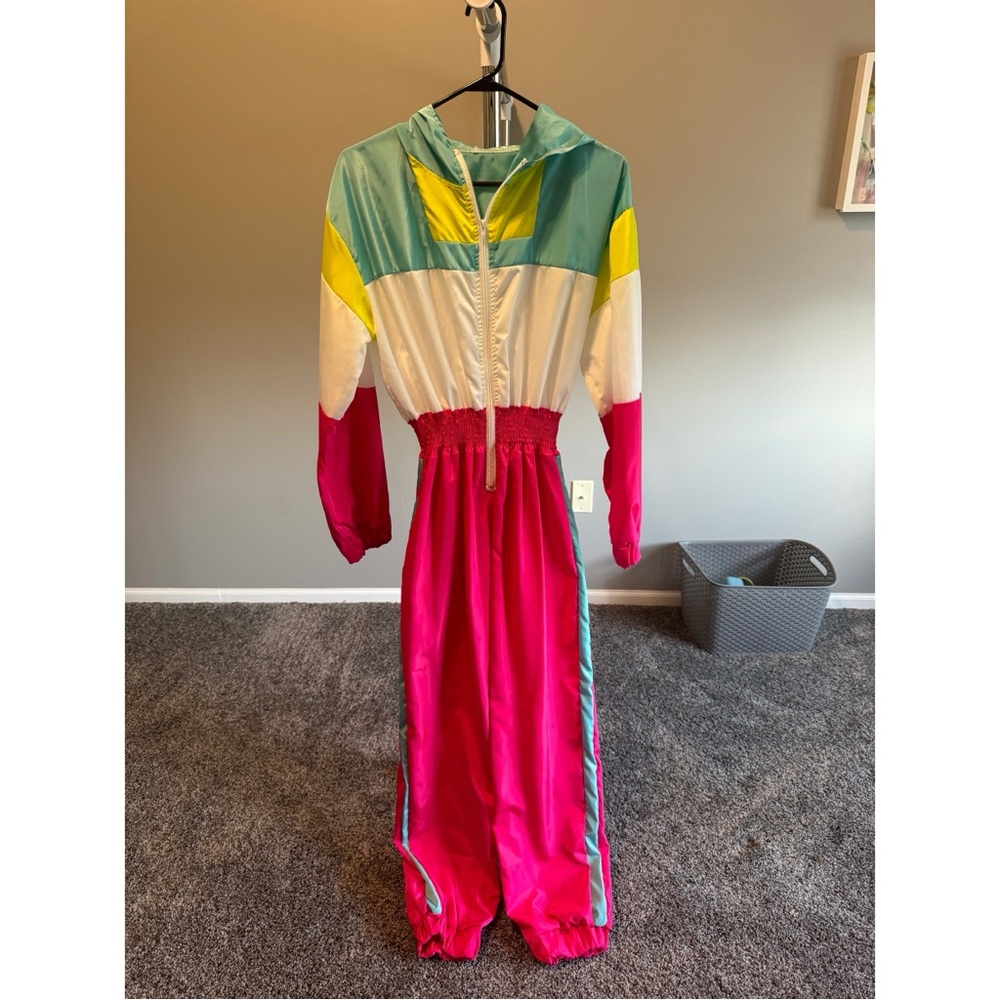 Zipper Jacket Windbreaker Elastic Waistband Pants One Piece Outfits Tracksuit